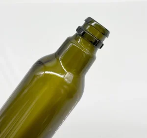 Multi-Size Round Olive Oil Glass Bottle, Dark Green or Clear, with Cap