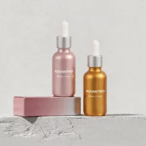 Multicolor Electroplated Pink Gold Glass Dropper Bottle 30ml for Essential Oil Cosmetic Serum with Custom Packaging Box