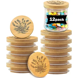 Natural Bamboo Screw Caps and Wooden Lids for Glass Water Cups
