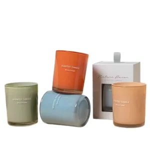 Natural Soy Wax Candle in Assorted Colored Glass Jars