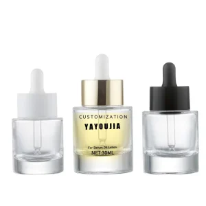 New 15ml 50ml Empty Transparent Flat Cylinder Glass Dropper Bottle For Essential Oil Face Cream & Skin Care Serum