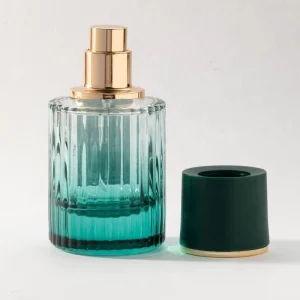New Arrival 30ml Cylinder Shape Striped Glass Classical Fragrance Parfum Spray Bottle Gradient Green Perfumes Mist Spray Bottles