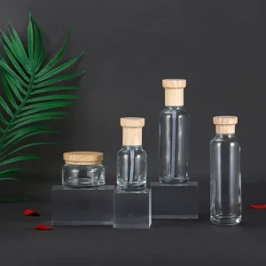New Arrival Ready to ship Qingyuan Straight round Bronzing Silver frosting Glass Skincare Bottle Set Multiple Sizes Bottles