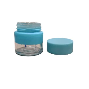 #New Arrival #Trending 1oz 30ml Clear Custom Color Glass Straight Side Jar With Black Lids Custom Color CR lids