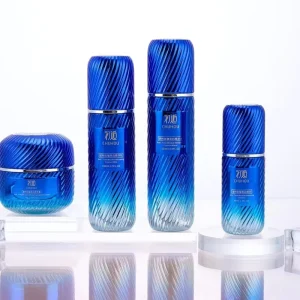 New Arrival Unique Texture Cosmetic Bottle Set Skincare Packaging Glass Bottle