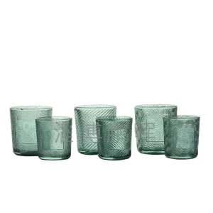 New Glass Candle Jar and Candle Holder with Baked Flower Design