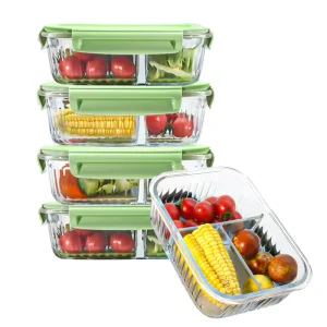 New Glass Food Container with Lid Eco friendly Rectangular Glass Food Storage Containers Set with Lid