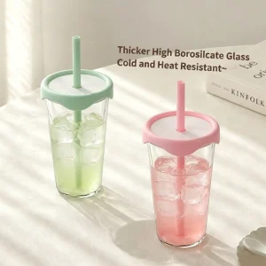 New High borosilicate Glass Bottle 500ml Single layer Heat insulated High temperature Resistant Transparent Glass Cup Macaron