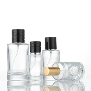 New Luxury Glass Perfume Bottles 50ml 100ml Clear Empty with Frost Surface and Lid