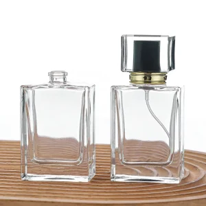 New RENBANG Glass Perfume Bottle Luxury Transparent Square 100ml Pump Sprayer Customizable Screen Printing Stock XF 10