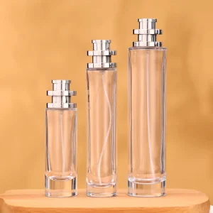 New Spot Bayonet Flat Perfume Packaging Glass Bottle 30ml Pump Sprayer Screen Printing Simple Empty Bottle
