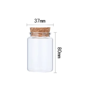 Newest Selling Heat Resistant Cork Lid Glass Jar 60ml Glass Storage Jar with Buckle and Cork Cover