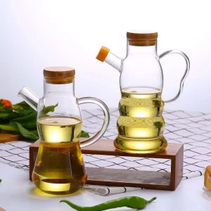Noble Happy Manufacturer 500ml New Shape Lead Free Transparent Glass Handcrafted Modern Oil Vinegar Jar Freshness