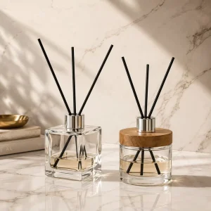 Nordic Style 100ml 200ml Clear Round Glass Reed Diffuser Bottle Fragrance Bottle