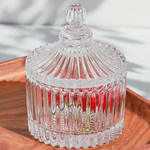 Nordic Style Transparent Glass Food Container with Lid