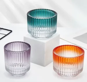 Nordic style Gradient Thickened Glass Candle Cup Holder with Heat Resistance for Home Decoration