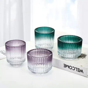Nordic style Gradient Thickened Heat Resistant Candle Cup Holder Container Glass Bottle Christmas Valentine’s Day Easter