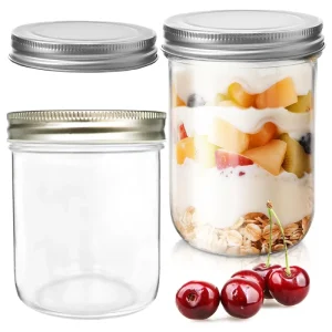 OEM Condiment Small Mason Food Jar 4oz 8oz 12oz Clear Glass Jar with Lids