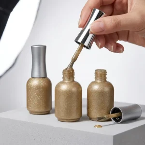 OEM Custom logo Design Unique Round Pearl Color Uv Gel Containers Glass Empty Nail Polish Bottles with Brush Cap