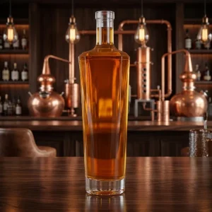 OEM Heavy-Base Rectangular Clear Flint Glass Bottle for Vodka, Whiskey, Food-Grade Oil and Spirit Packaging
