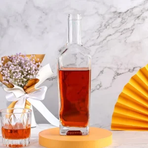 OEM Luxury Custom Glass Bottles for Whiskey Rum Tequila Vodka & Wine Crystal Stopper Screen Printed Packaging Shape