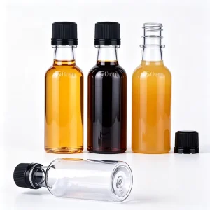 OEM Manufacturing 50ml Transparent Food-Grade PET Wine Packaging Bottle with Custom Label