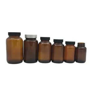 OEM Supplier 75ml Amber Pharmaceutical Wide-Mouth Glass Jar Bottle with White Lids