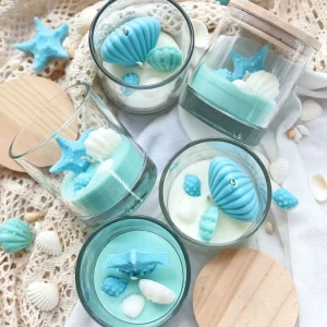 Ocean Themed Scented Candles Starfish Seashell Glass Jar Soy Wax Candles for Summer Home Beach Decor