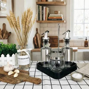 Oil Bottle and Condiment Set with 200ML and 500ML Capacities for Kitchen Storage and Organization