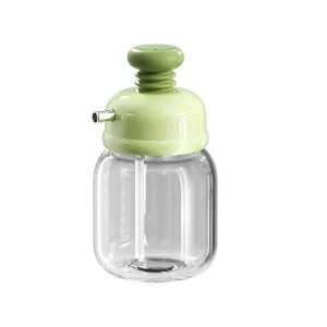 Oil Dispenser Liquid Glass Jar Reusable 100 ml Press on Sesame Soy Sauce Oil Jar Bottle for Kitchen BBQ Picnic Cooking Frying