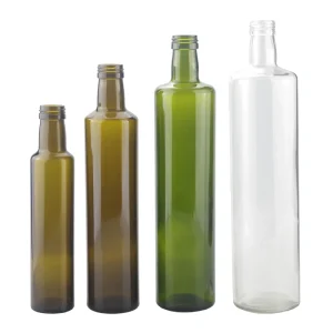 Oil Glass Bottle 250ml 500ml 750ml 1000ml Round and Square Green Clear Brown Olive Oil Cooking Oil Glass Bottle With ROPP Cap