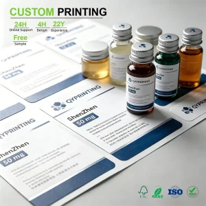Oil-Resistant Custom 10ml Vial Labels Matte Finish Self-Adhesive Wraps for Laboratory Research Sample Bottles