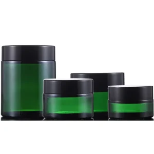 Olive Green Glass Skincare Cosmetic Cream Jar with Lid, 5ml 10ml 15ml 20ml 30ml 50ml 60ml 100ml, 1oz 2oz