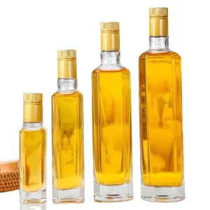 Olive Oil 1 L Glass Bottle With Cap Crystal White Color 250ml 500ml 750ml Square Coconut Oil Glass Bottle