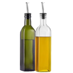Olive Oil Glass Bottle with Aluminum Cap Liquor Cooking Oil Bottles Square Empty Olive Oil Glass Bottle