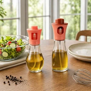Olive Oil Spray Bottle Glass Oil Dispenser 300ml Glass Oil Mister for Baking BBQ Roasting Grilling