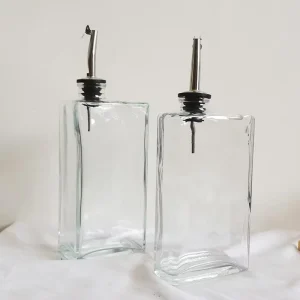 Olive Oil and Vinegar Dispenser Set with Stainless Steel Pourers