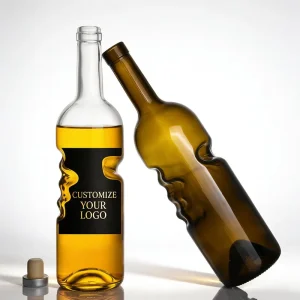 Oshow Empty Hot Selling 750 ml Angel Hand Glass Bottles with Cork Lid for Liquor Whisky and Vodka