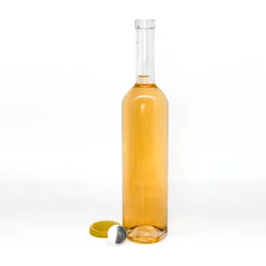 Oslo Acid-Etched Cork-Sealed Glass Bottle for Spirits and Liquor, 750ml 1L