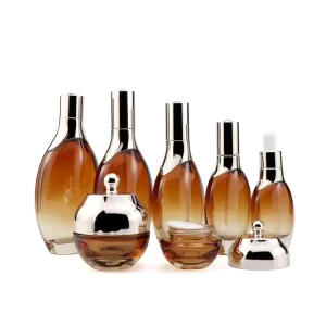 Oval Amber Glass Skincare Toner and Lotion Cosmetic Packaging Bottles 30ml 50ml 100ml 120ml
