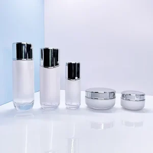 Oval and Round Glass Cosmetic Bottle Set 40ml 120ml with Pump and Pipette for Serum and Foundation