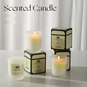 Pale Yellow Scented Soy Wax Glass Jar Candle for Home Fragrance