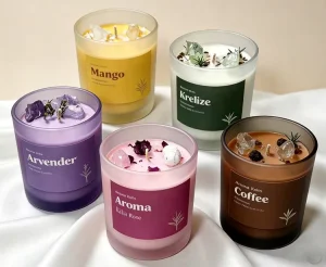 Peony Soya Scented Candle with Matcha Fragrance for Table Centerpieces
