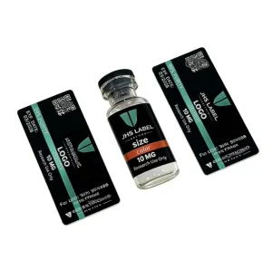 Peptide Vial Labels Vinyl Stickers with Spot UV Liquid Vial Holographic Gold Foil Stamping for Glass Bottle