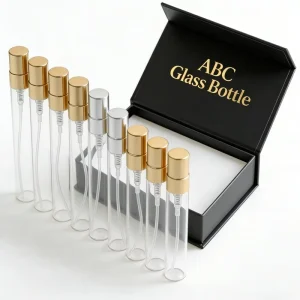 Perfume Glass Bottles 2ml 3ml 5ml 10ml with Screw Caps and Refillable Aluminum Sprays