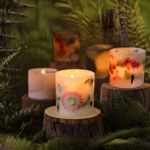 Personalization Custom Pressed Flower Embedded Forest Style Scented Candle Natural Soy Wax for Home Decor & Relaxation