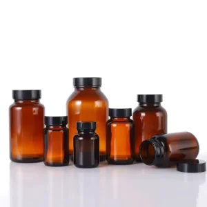 Pharmaceutical Brown Lead-Free Glass Jar and Medicine Bottle 60ml-500ml with Lid and Screen Printing