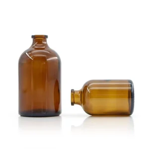 Pharmaceutical Injection Vial Sterile Package Aluminum Cap Amber Tea Color Molded Glass Bayonet Neck Medical Bottles