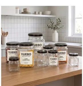 Pickles Canning Jars Honey Glass Jar Square Shape 500ml 1000ml Storage Glass Jars with Lids for Food Packing