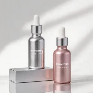 Pink Silver Electroplated Glass Dropper Bottle 30ml for Essential Oil Cosmetic Serum and Skincare